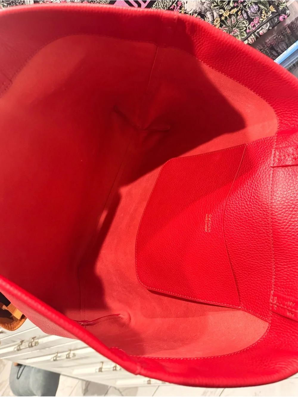 Cuyana Bright Red Pebbled Leather Tote